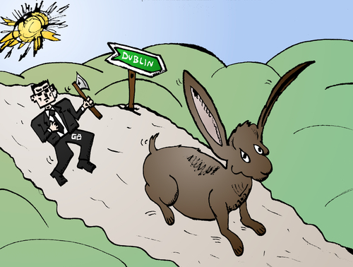 Cartoon: G8 Hunts Hare to Dublin Cartoon (medium) by BinaryOptions tagged binary,options,option,news,trade,trader,trading,hare,hunt,dublin,g8,optionsclick,business,economics,economies,economy,politics,geopolitics,political,geopolitical,financial,editorial,caricature,cartoon,comic,webcomic