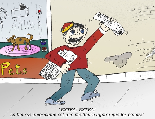 Cartoon: marchant de manchette quotidien (medium) by BinaryOptions tagged option,binaire,options,binaires,trading,optionsclick,trader,forex,caricature,journaux,gamin,vendre,vendeur,marchant,commercant