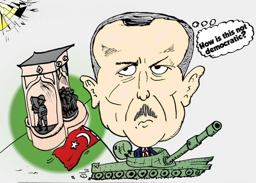 Cartoon: Turkey Erdogan Caricature (medium) by BinaryOptions tagged erdogan,caricature,editorial,political,cartoon,politics,politician,turkey,istanbul,taksim,tank,force,democracy,binary,option,options,trade,trader,trading,optionsclick,news,business,opinion,webcomic