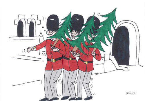 Cartoon: Weihnachten bei der Garde (medium) by heike gerber tagged weihnachten,garde,kopenhagen