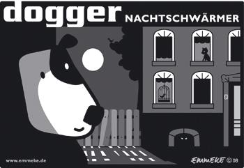 Cartoon: dogger (medium) by EMMEKE tagged animals,dogger,character,comic,tiere,dog,moon,night,bleu,nighthawk,hund,owl,mond,vollmond,nachtschwaermer,bw,verliebt,in,love