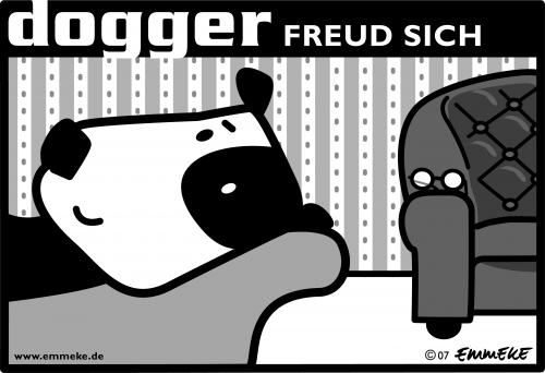 Cartoon: dogger (medium) by EMMEKE tagged animals,character,dogger,comic,tiere,freud,dog,psych,shrink,glasses,hund,seelenklemptner,brille,couch,tapete,bw,help,hilfe