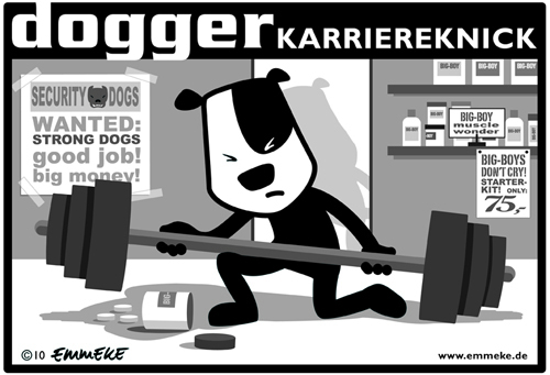 Cartoon: karriereknick (medium) by EMMEKE tagged dog,dogger,hund,karriere,knick,security,fitness