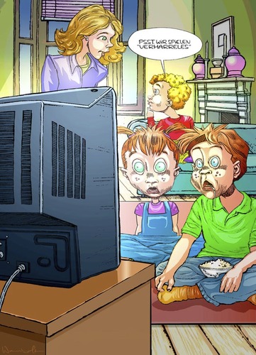 Cartoon: Fernseh Spiel (medium) by wambolt tagged cartoon,humor,kids,tv