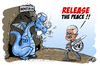 Cartoon: Monsteryahu - Release The Peace (small) by ramzytaweel tagged abbas,palestine,netinyahu,peace