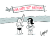 Cartoon: Birthday Gaffe (small) by Lopes tagged beach,couple,birthday,surprise,airplane,banner,angry,happy
