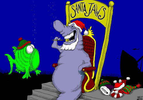 Cartoon: Santa Jaws (medium) by Macawrena tagged sea,level