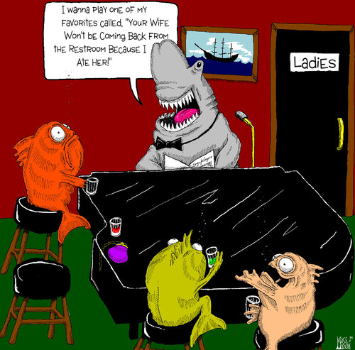 Cartoon: Shark Loungers (medium) by Macawrena tagged macawrena