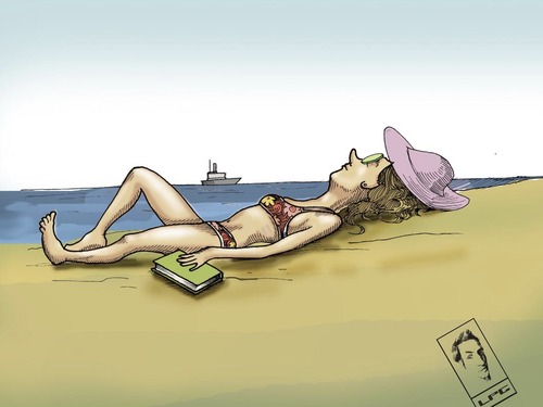 Cartoon: WMn (medium) by gamez tagged woman,beach,biatch,boat,sea,black,red,white