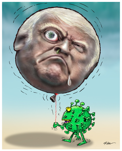Cartoon: Corona and Trump (medium) by Ridha Ridha tagged corona,and,trump,cartoon,by,ridha