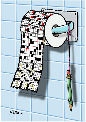 Cartoon: Crossword in WC - Ridha H. Rid (medium) by Ridha Ridha tagged crossword,wc