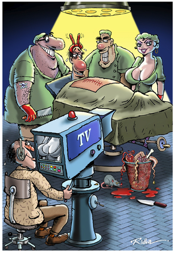Cartoon: Live OP (medium) by Ridha Ridha tagged live,op,critical,cartoon,medicine,tv,media,by,ridha