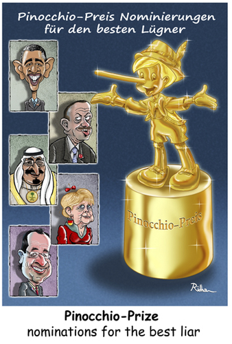 Cartoon: Pinocchio Prize (medium) by Ridha Ridha tagged pinocchio,prize,politics,cartoon,by,ridha