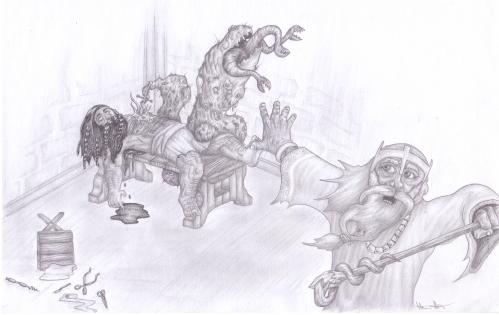 Cartoon: Mutation (medium) by real tagged zwerg,heiler,mutation,mutant,monster,attack,panik,angst,