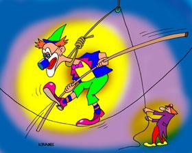 Cartoon: circus and clown (medium) by kranev tagged cartoon,clown,circus,black,humour