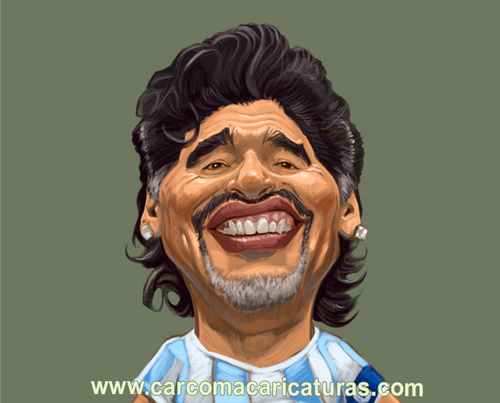 Cartoon: Maradona (medium) by carcoma tagged football,legend,diego,maradona,carcoma,caricatura,caricature,sport,deporte,futbol,argentina,boca,napoli,barcelona