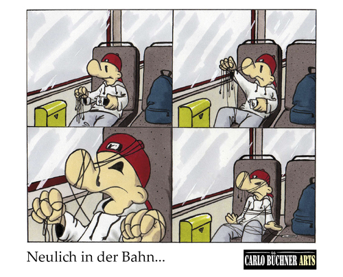Cartoon: Neulich in der Bahn... (medium) by Carlo Büchner tagged bahn,kopfhörer,ipod,kabel