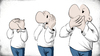Cartoon: NEUES VIDEO (small) by Carlo Büchner tagged kommunikation,ray,carlo,büchner,arts,2014,sehen,hören,sagen,nichts,affen,drei,satire,cartoon,parodie,comic,animation,funny,humor,trickfilm,comedy
