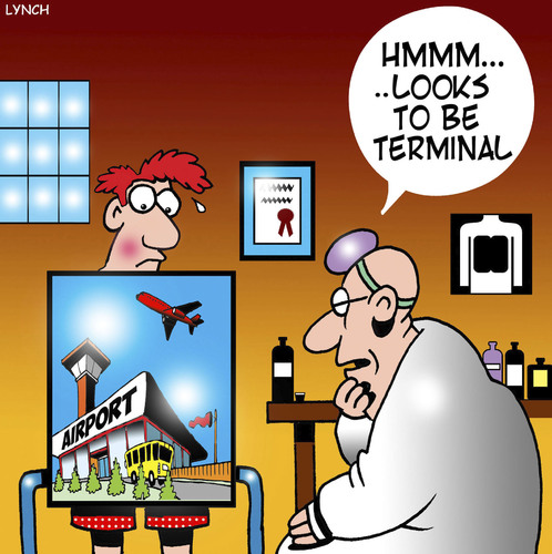 Cartoon: Airport terminals (medium) by toons tagged airports,terminal,disease,terminally,ill,xray,airports,terminal,disease,terminally,ill,xray