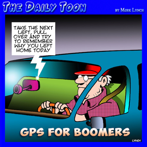 Cartoon: Baby Boomer (medium) by toons tagged gps,navigation,memory,loss,baby,boomers,gps,navigation,memory,loss,baby,boomers