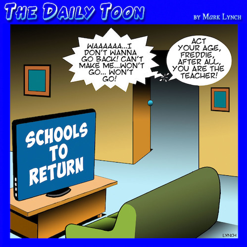 Cartoon: Back to school (medium) by toons tagged covid,lockdowns,schools,resume,act,your,age,grow,up,covid,lockdowns,schools,resume,act,your,age,grow,up