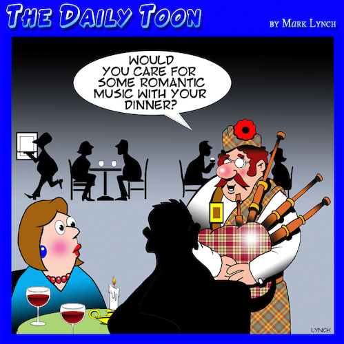 Cartoon: Bagpipes (medium) by toons tagged bagpipes,romantic,music,scotland,bagpipes,romantic,music,scotland