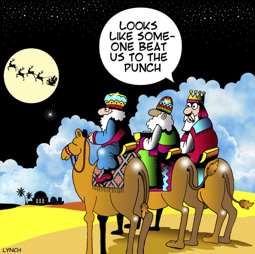 Cartoon: Beaten to the punch (medium) by toons tagged three,wise,men,santa,christmas,gifts,bethlehem,three,wise,men,santa,christmas,gifts,bethlehem
