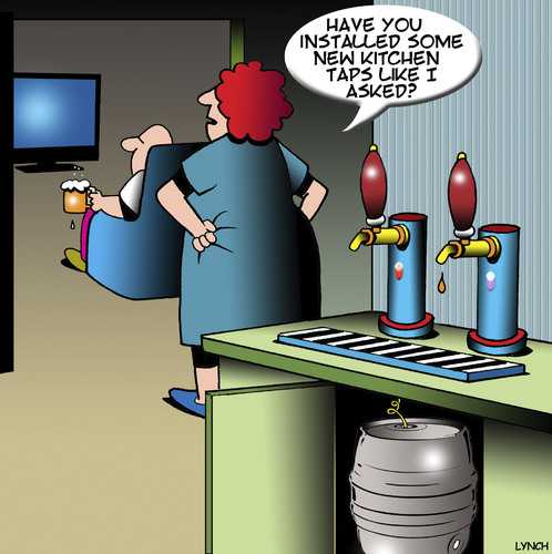 Cartoon: Beer taps (medium) by toons tagged kitchen,taps,beer,keg,plumber,kitchen,taps,beer,keg,plumber