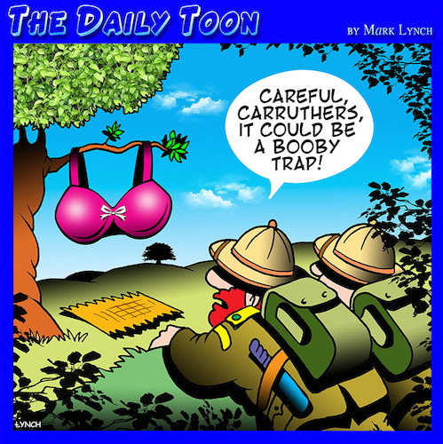 Cartoon: Booby trap (medium) by toons tagged bra,boobs,booby,trap,explorers,womans,underwear