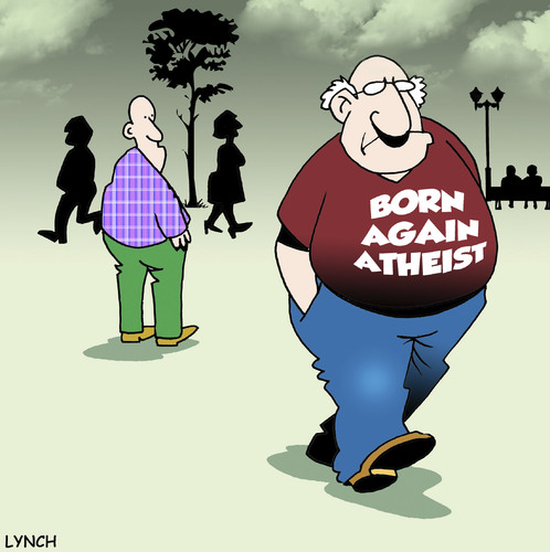 Cartoon: Born again Atheist (medium) by toons tagged atheist,atheism,god,religion,born,again,christian,heaven,afterlife,hell,death,christianity,church