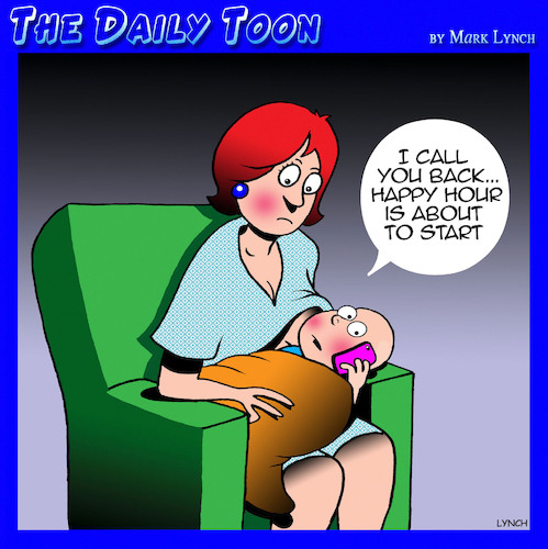 Cartoon: Breast feeding (medium) by toons tagged happy,hour,baby,feeding,motherhood,happy,hour,baby,feeding,motherhood