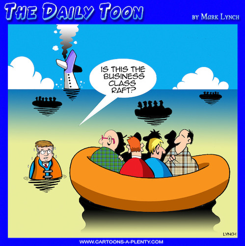 Cartoon: Business class (medium) by toons tagged airline,crash,premium,business,class,life,raft,airline,crash,premium,business,class,life,raft