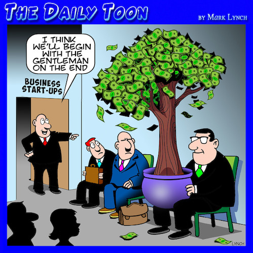 Cartoon: Business startup (medium) by toons tagged startups,money,tree,grows,on,trees,new,businesses,startups,money,tree,grows,on,trees,new,businesses