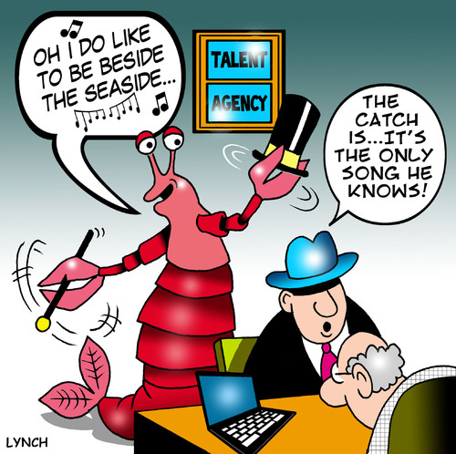 Cartoon: By the seaside (medium) by toons tagged lobster,singing,crustacian,performer,talent,agency,dancing