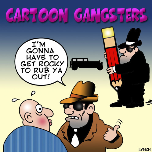Cartoon: Cartoon Gangsters (medium) by toons tagged gangsters,crime,bullies,cartoons,pencils,crayons,eraser,drawing