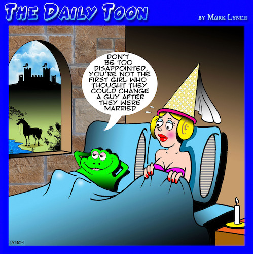 Cartoon: Changing a man (medium) by toons tagged frog,prince,frogs,charming,fairy,tales,frog,prince,frogs,charming,fairy,tales