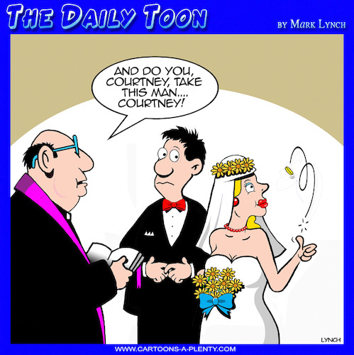 Cartoon: Coin toss wedding (medium) by toons tagged wedding,ceremony,priest,celebrant,wedding,ceremony,priest,celebrant