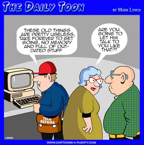 Cartoon: Computer repairs (medium) by toons tagged ageing,computers,pensioners,ageing,computers,pensioners