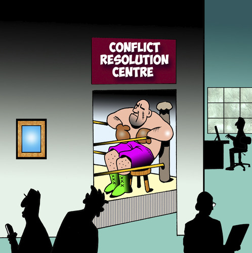 Cartoon: Conflict resolution centre (medium) by toons tagged boxing,conflict,resolution,workplace,relations,boxing,conflict,resolution,workplace,relations