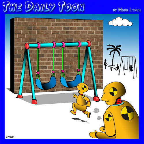 Cartoon: Crash test playground (medium) by toons tagged crash,test,dummy,playgrounds,crash,test,dummy,playgrounds