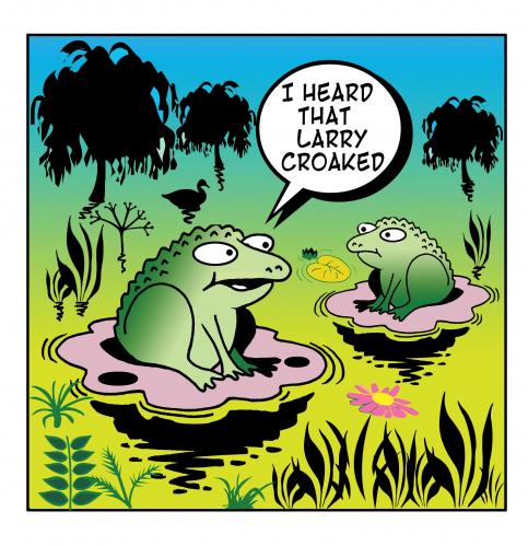 Cartoon: croaked (medium) by toons tagged frogs,toads,water,lillies,animals,death,croaked