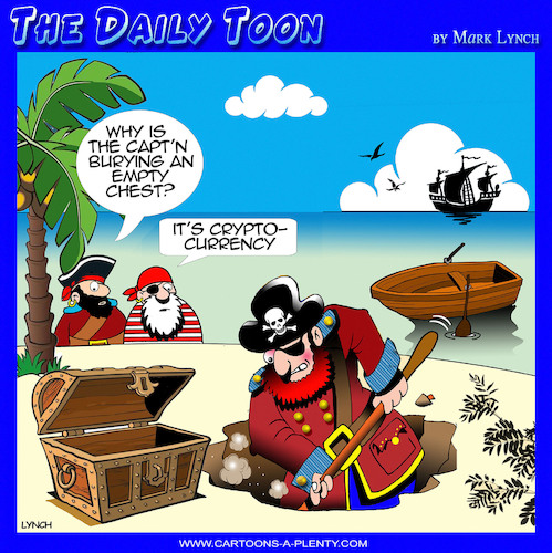 Cartoon: Crypto currencies (medium) by toons tagged bitcoin,doge,coins,cryptos,pirates,burying,treasure,bitcoin,doge,coins,cryptos,pirates,burying,treasure