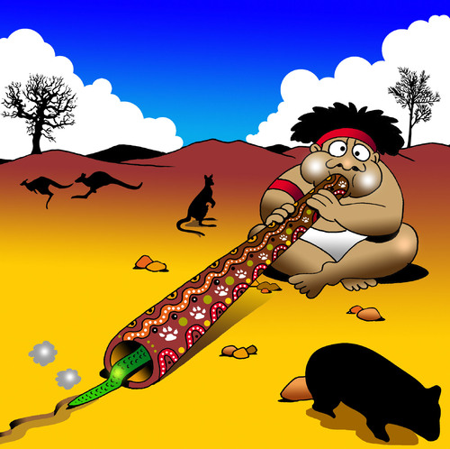 Cartoon: digeridoo (medium) by toons tagged digeridoo,aboriginal,music,kangaroo,snakes,reptiles,wombats,australia,outback,desert
