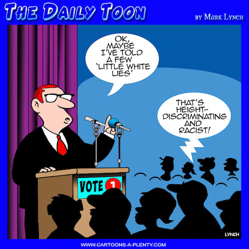 Cartoon: Easily offended (medium) by toons tagged racist,height,shaming,racist,height,shaming