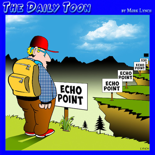 Cartoon: Echo point (medium) by toons tagged hiking,echos,echo,point,hiking,echos,echo,point