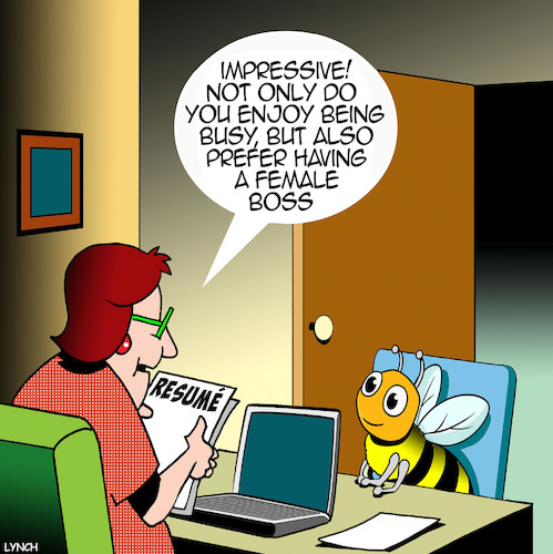 Cartoon: Female bosses (medium) by toons tagged busy,bees,resumes,female,ceo,busy,bees,resumes,female,ceo