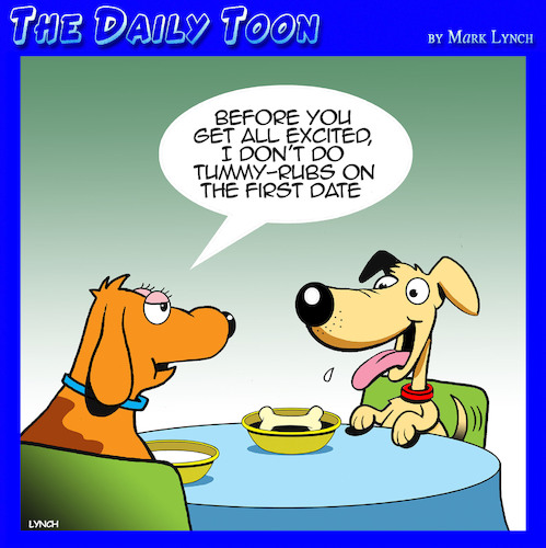 Cartoon: First dates (medium) by toons tagged dogs,tummy,rubs,first,dating,dogs,tummy,rubs,first,dating