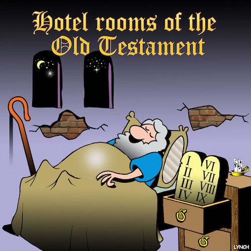 Cartoon: Gideons bible (medium) by toons tagged hotel,room,bible,old,testament,ancient,rooms,ten,commandments,accommodation,hotel,room,bible,old,testament,ancient,rooms,ten,commandments,accommodation