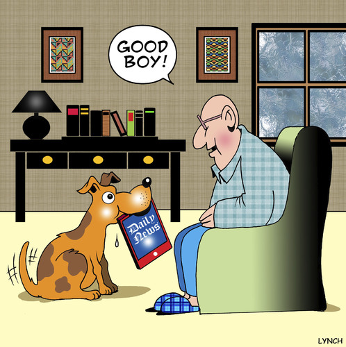 Cartoon: good boy (medium) by toons tagged ipads,media,new,newspapers,tablets,vs,online,dogs