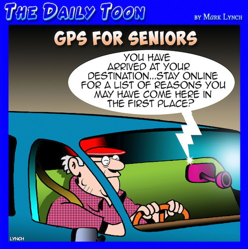Cartoon: GPS Navigation (medium) by toons tagged ageing,pensioners,gps,sat,nav,direction,finders,ageing,pensioners,gps,sat,nav,direction,finders